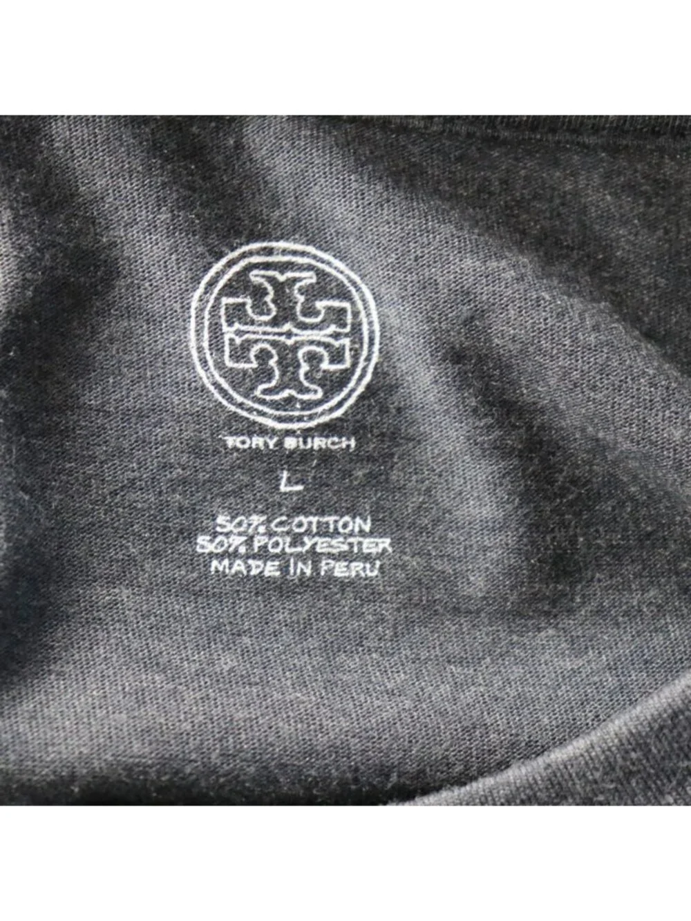 Tory Burch Estelle Tee Gray Velvet Embellished 3/4 Sleeve Top Large
